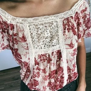 Ralph Lauren - ruffle lace off the shoulder top.